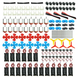 Kit de 18 moteurs CC, mini moteur électrique de loisirs 3V -12V 25000 tr/min, magnétique de bain avec hélice d'arbre, 2 x support de batterie AA, 9V