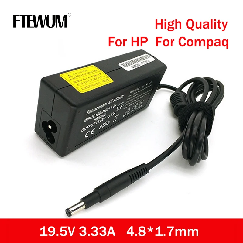 

FTEWUM 19.5V 3.33A 65W 4.8*1.7mm AC Laptop Adapter For HP For G3000 Compaq 6720s 510 620 Notebook Power supply Charger