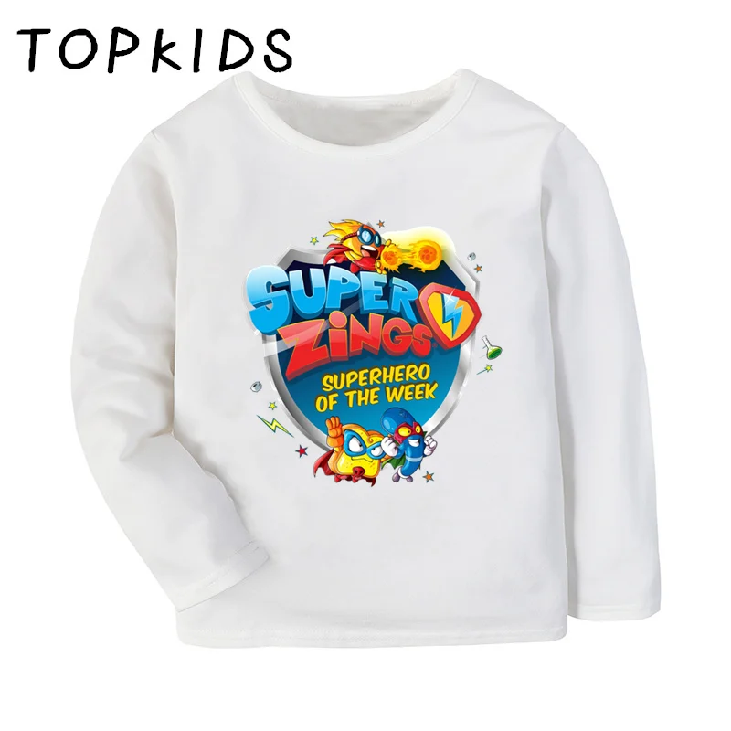 2021 Kids Los Super Zings Series 4 Cartoon T-shirt Children Piano Funny Tops Clothes Baby Boys Girls Long Sleeve T shirt,LKP5358