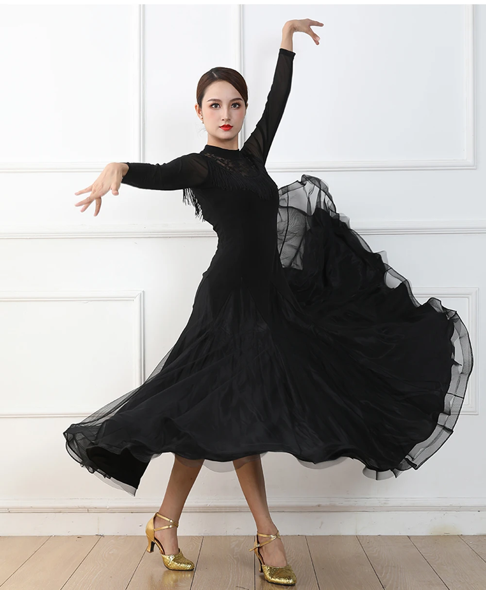 Women Slim Standard Lace Ballroom Dance Competition Dresses Waltz Dress Tango Flamenco Waltz Jazz Competition Costume