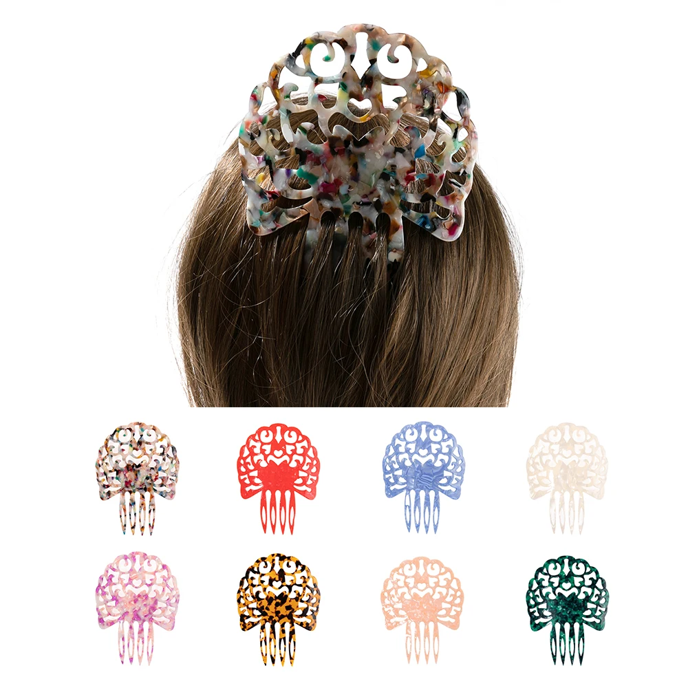 Vintage Hair Combs Colorful Acetate Hair Accessories Faux Tortoise shell Women Hair clips Flamenco dancers Headdresses jewelry