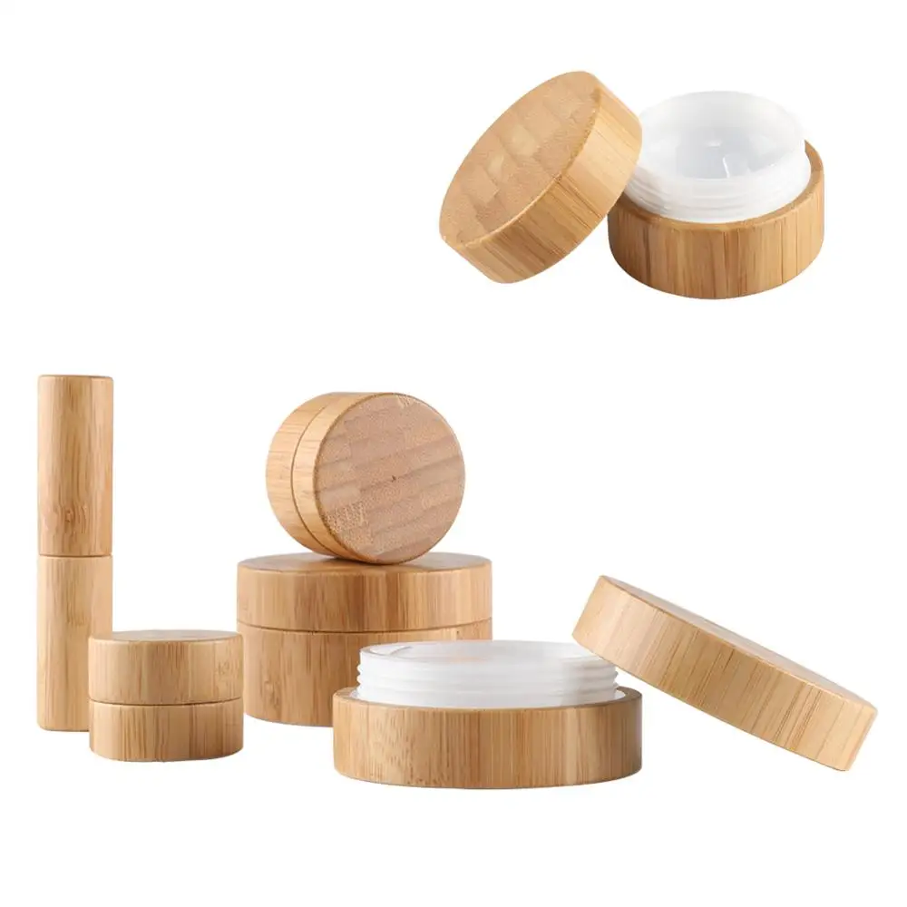 

10g 30g 50g 100g 150g 200g Bamboo Covered Cream Plastic Jars lot Biodegradable CBD oil plastic jar with lid