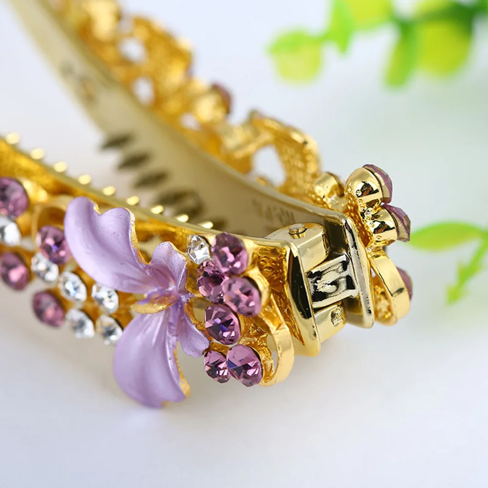 Lady Elegant Barrettes Butterfly Alloy Banana Hairpin Claw Ponytail Holder Hair Clip Hair Accessories Headwear