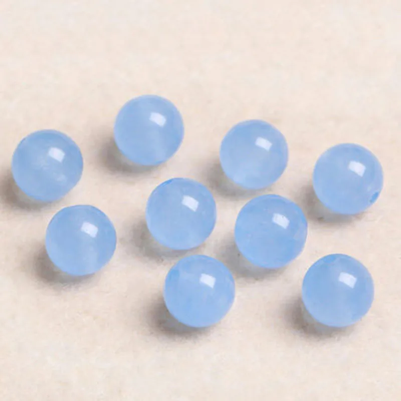 4A Natural Light Blue Chalcedony Quartz Crystal Single Bead DIY Jewelry Making