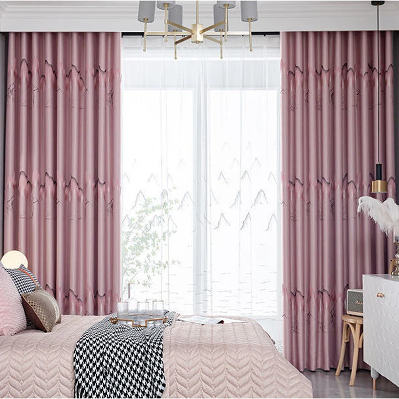 Dreamwood Customized High Quality Modern Chinese Style Jacquard Finished Blackout Window Curtain For Living Room