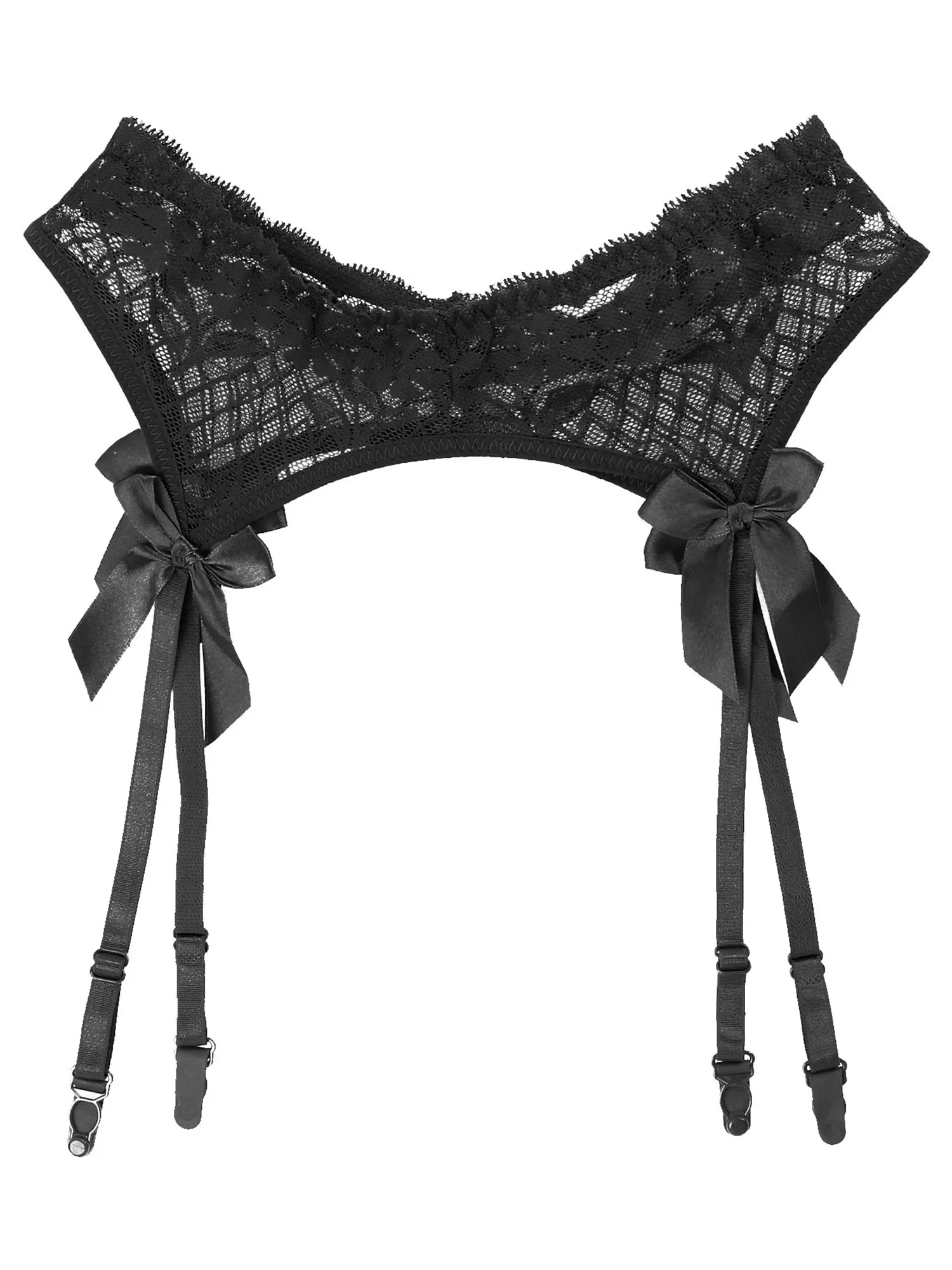 Porte-jarretelles en dentelle transparente pour hommes, sous-vêtements Sissy transparents, nœud papillon, ceinture élastique, bretelles pour bas, lingerie sexy