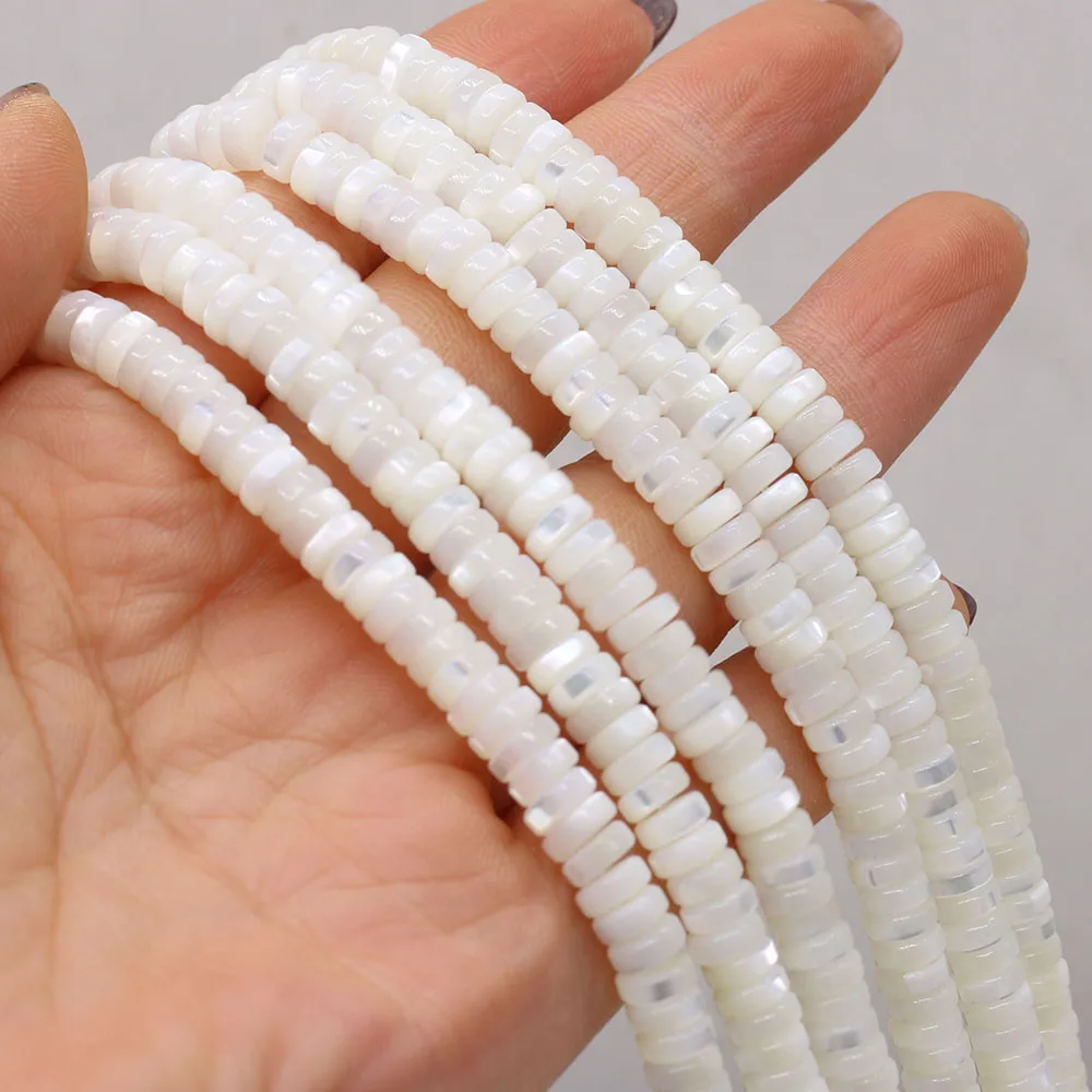 Natural White Shell Beads Seashell Round Loose Spacer Beads For Jewelry Making Handmade DIY Bracelet Necklace Accessories 14''