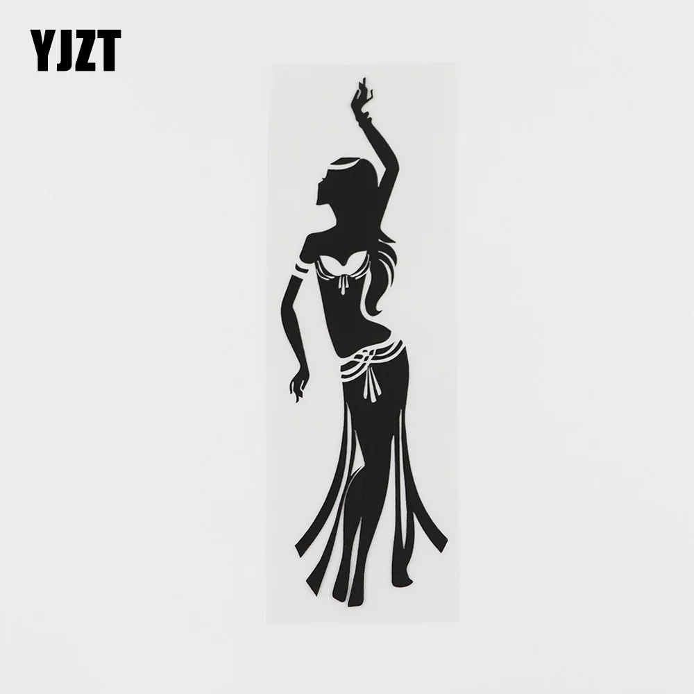 YJZT 4.9CMX16.1CM Belly Dance Relax Sexy Beautiful Girl Vinyl Car Sticker Black/Silver 8A-0509