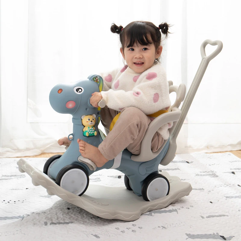 Baby Shining Kids Horse Stroller Children Rocking Chair Riding Horse Trolley Kids Wheelchair Equestrian Ride On Toys Doki Toy