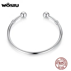 WOSTU Hot Sale Silver color European Charm Bead Bangle & Bracelet Fashion Jewelry For Women Men  XCH3040