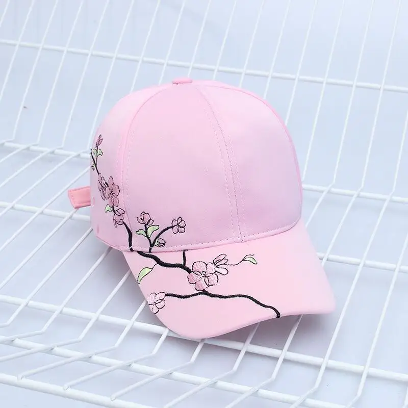 Simple Unisex Cotton Outdoor Girls Baseball Cap Plum Embroidery Snapback Fashion Sports Hats For Women Cap