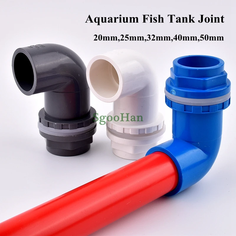 1PC ID 20~50mm PVC Pipe Aquarium Fish Tank Joint Home DIY Overflow Thread Water Tank Tube Elbow Drainage Connectors Fittings