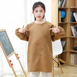 Children's Painting Drawing Clothes Polyester Breathable Smock Kindergarten Kids Long-Sleeve Aprons Print Logo