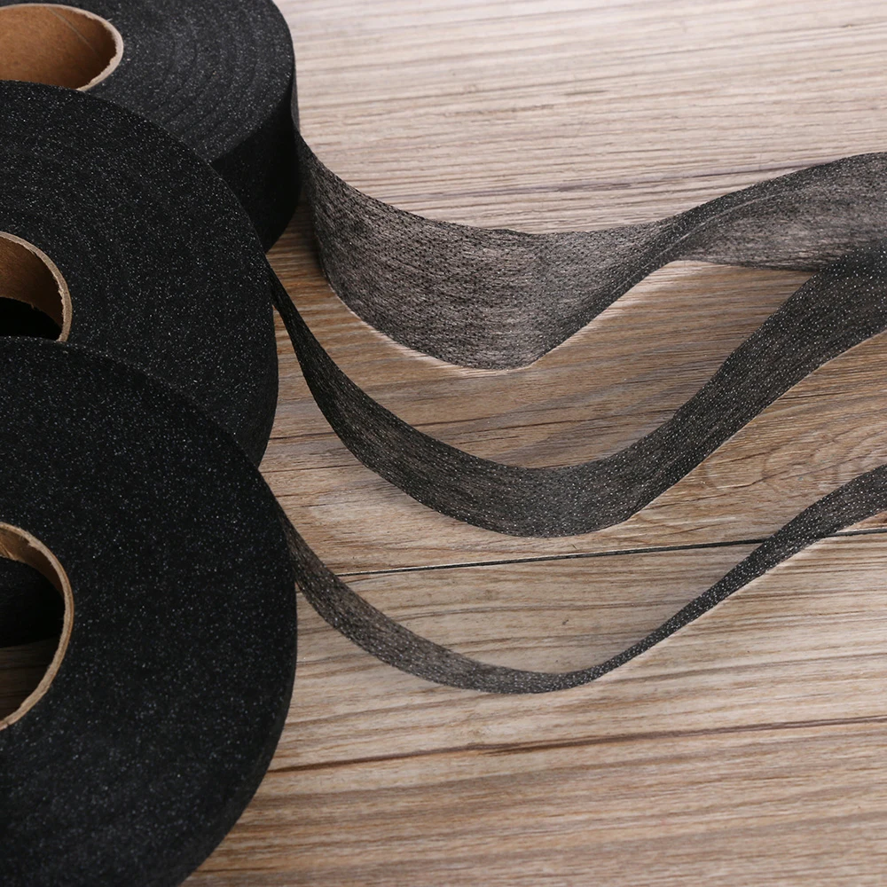 100 Meters Single-sided Adhesive Hem Tape Iron-on Clothes Sewing Turn Up Hem Non-woven Fabric Liner Width 1/2/3cm