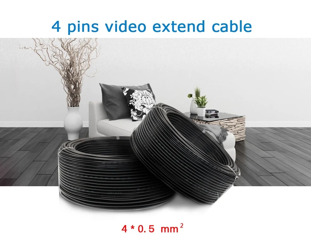 Cable extendido RVV de 4 núcleos para intercomunicador, Cable de cobre estañado de 10/20M, 4x0,5mm