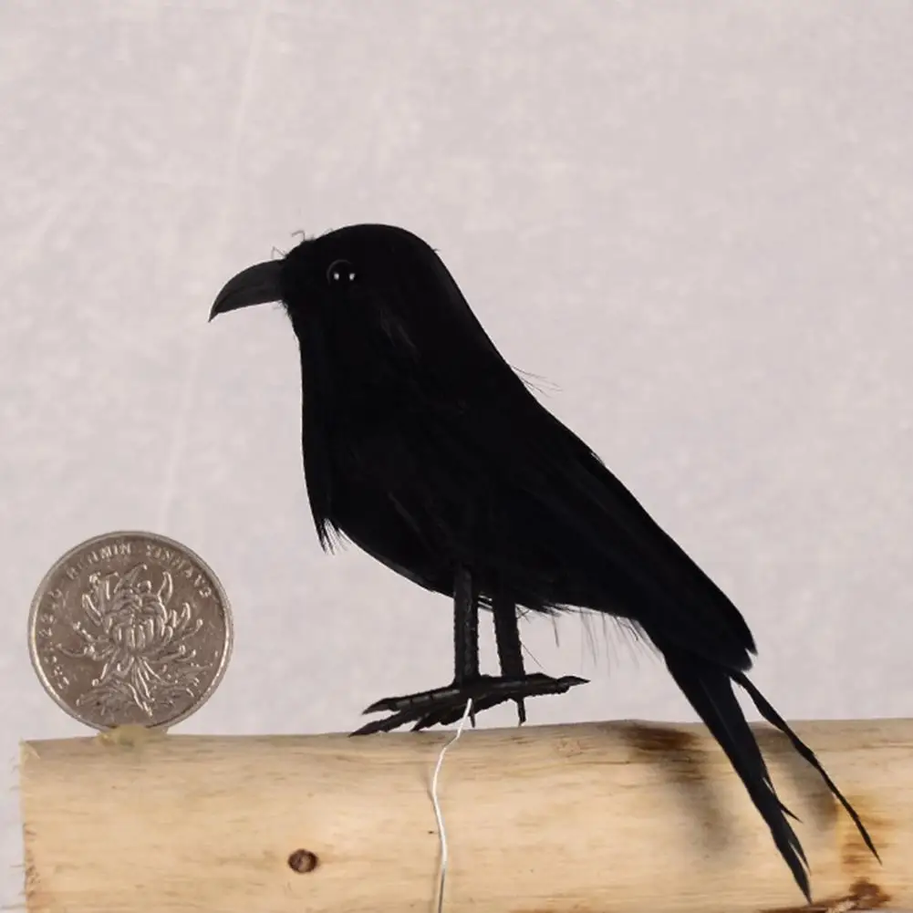 Kraai Standbeeld Aantrekkelijke Praktische Desktop Ornamenten Fake Crow Ornamenten Fotografie Benodigdheden Voor Feest Halloween Kraai