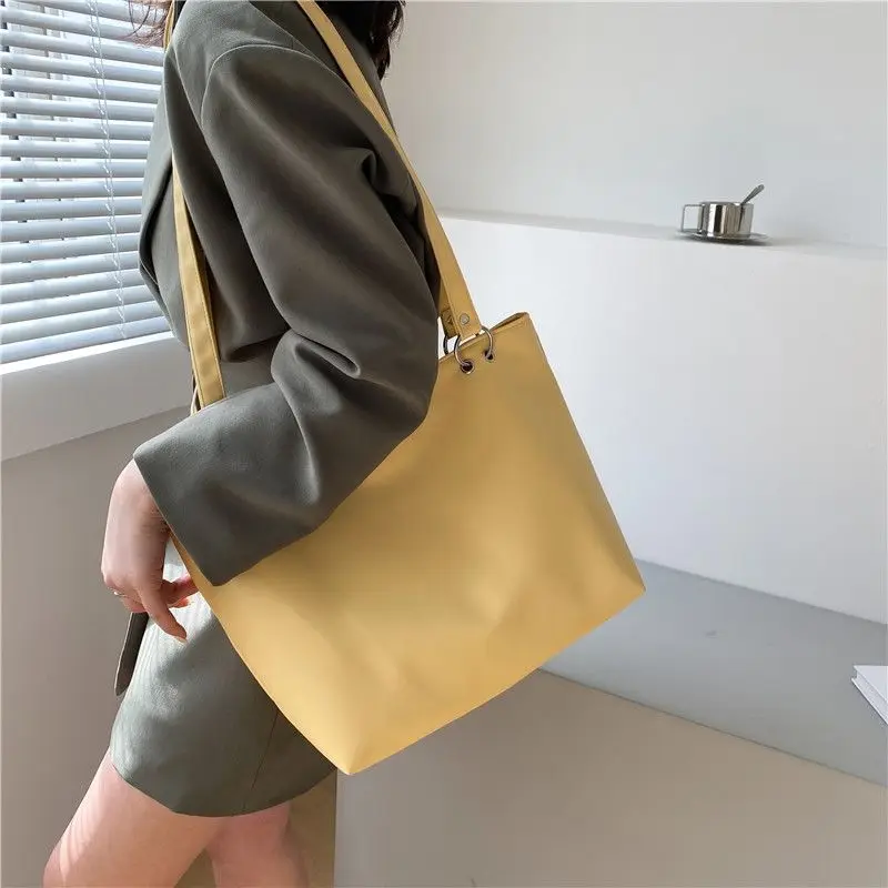 Shoulder Bags Women PU Leather Casual Large Capacity Tote  Underarm OL Office High Street Ins College Book  Fashion Chic