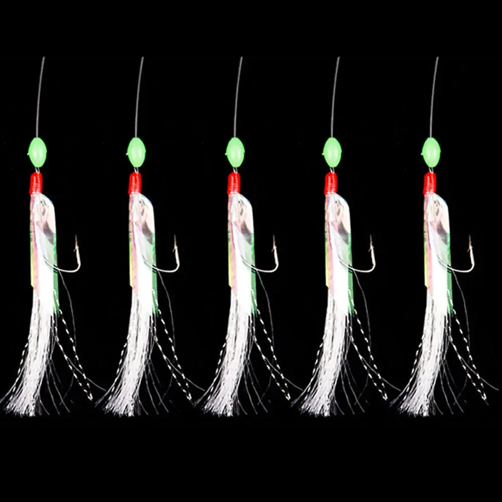 Barco de pesca isca ganchos, Combater gancho farpado, Bass Cod Lures, Sea Fishing Rigs, Bass Fishing Feathers, Combater, 5pcs