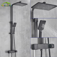 Black or Chrome new Design Shower Modern combo set Bathroom rainfall Shower Head Hot cold wall mount mixer tap Europen type