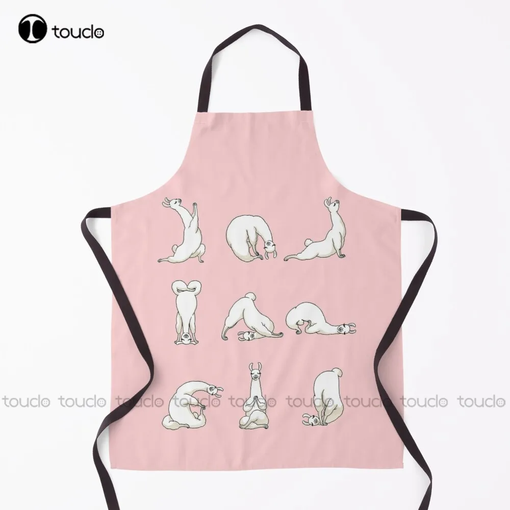 New Yoga Llama In Pink Apron Garden Kitchen Household Cleaning Personalized Custom Apron For Women Men Unisex Adult