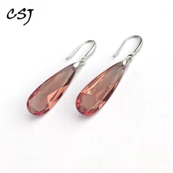 CSJ Elegant Zultanite Earring Sterling 925 Silver water drop/pear10*30mm Created Sultanite Fine Jewelry Women Wedding Party Gift