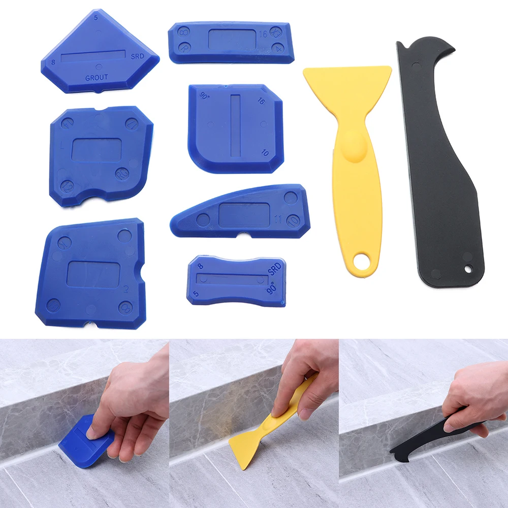 4/7/9PCs Silicone Sealant Spreader Spatula Scraper Multi-angle Cement Caulk Removal Tool Finishing Sealant Grout Kit