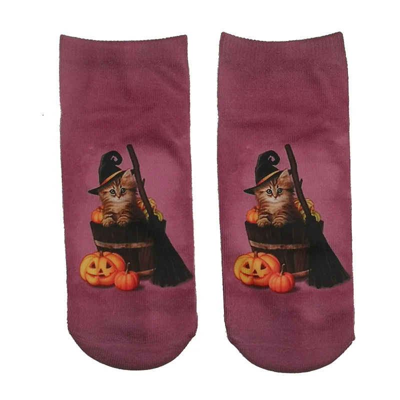 Halloween Party Pumpkin Bat  Funny Socks 3D Print Women Breathable Cotton  Socks Cute Socks