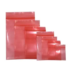 Antiestático Pacote Bolsas para Armazenamento de Jóias Eletrônico, Zip Lock Bags, ESD Blindagem, PE Self Seal, Vermelho, 100Pcs