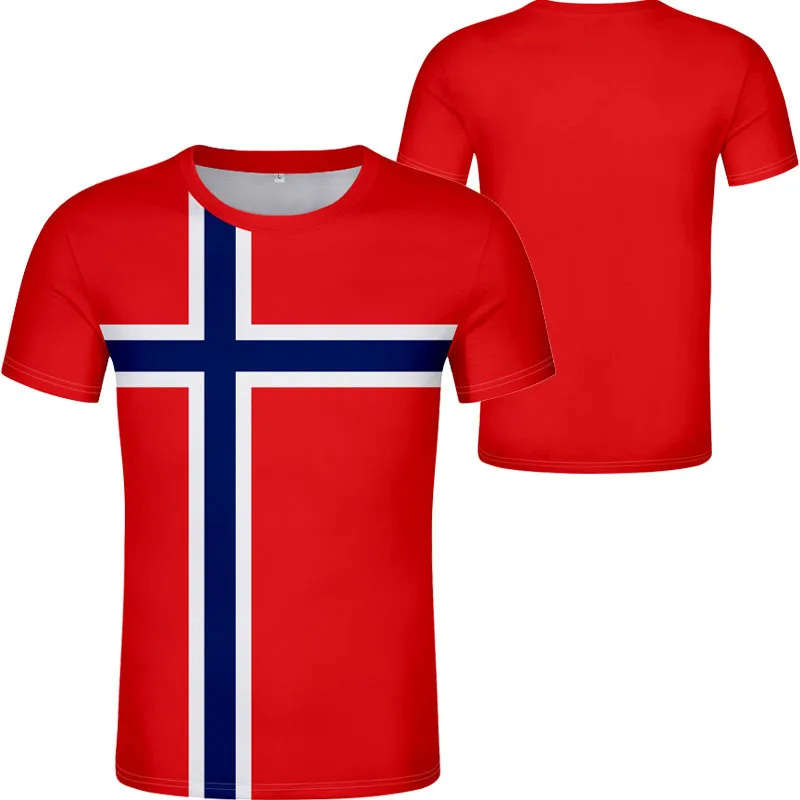 Norway Male Youth Free Custom Made Name Number T Shirt Nation Flag Norge Norwegian Kingdom Country Print Photo Text Clothes