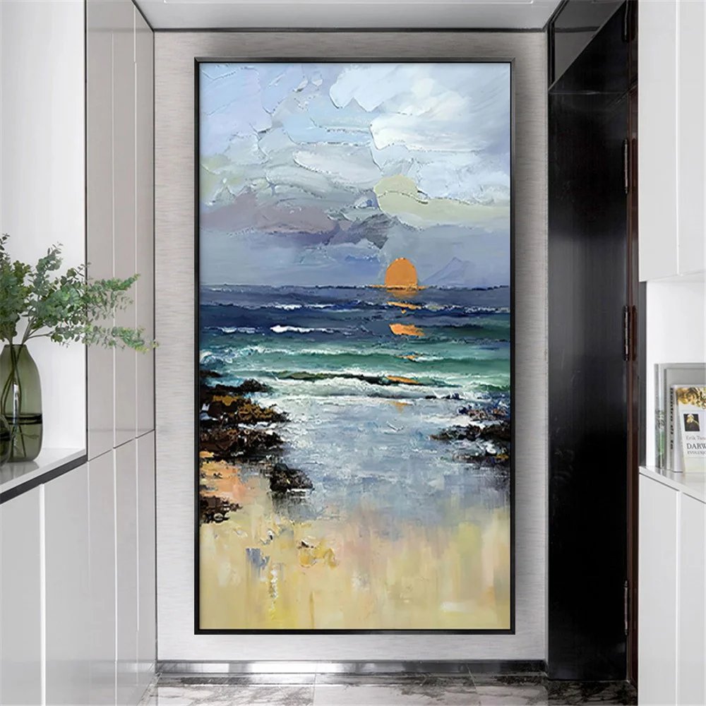 

100% Hand-Painted Knife Thick Texture Seascape Oil Painting On Canvas Interior Sailing Boat Picture For Living Room Decor Poster