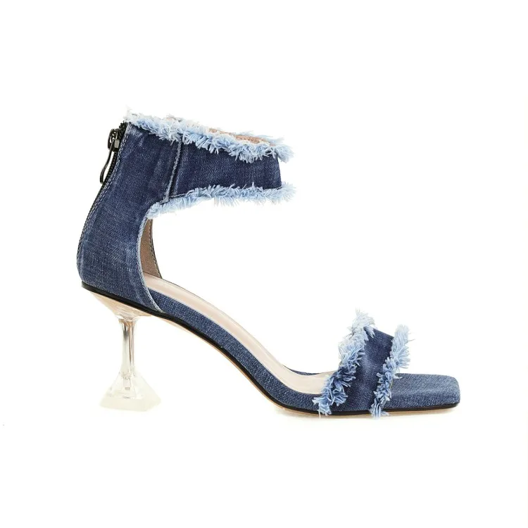 Oversize  Large size  Big Size Denim sandals  high heels sandals women shoes woman summer ladies