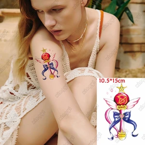 Waterproof Temporary Tattoo Sticker Wing Bow Flash Tattoos Women Magic Wand Body Art Arm Fake Tatoo Men