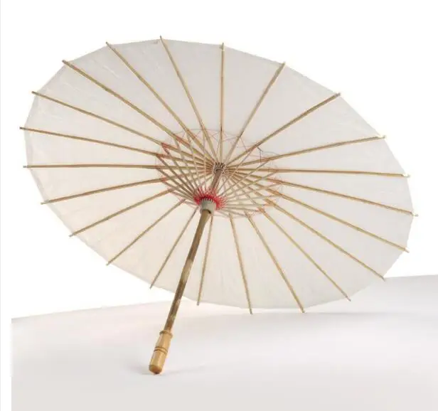 Wedding Bride Parasols White Paper Wooden Handle Chinese Craft Umbrella 40cm 60cm Wedding Supply