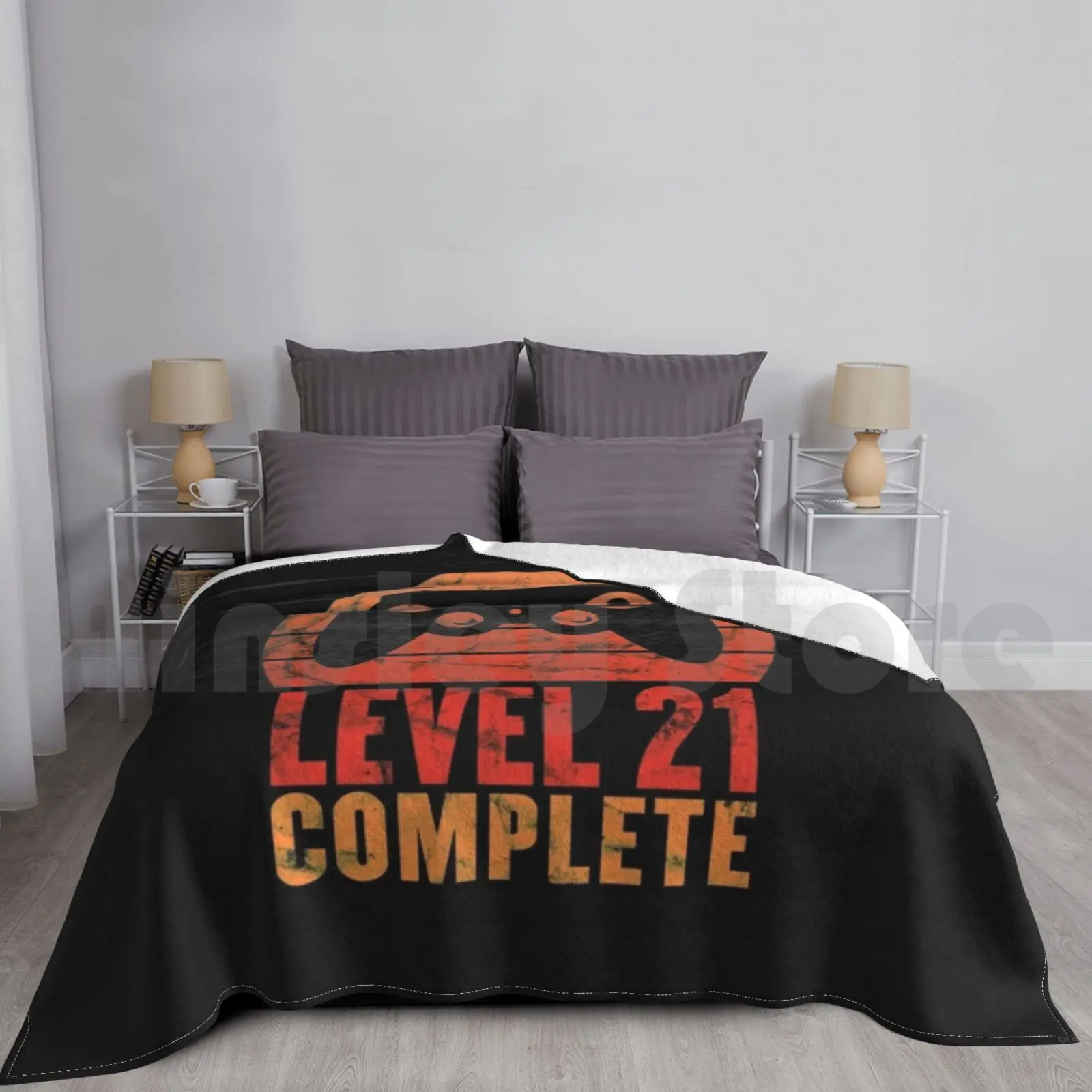 Level 21 Complete Vintage Shirt 21th Wedding Anniversary Tee Blanket For Sofa Bed Travel Anniversary Gamers Gift