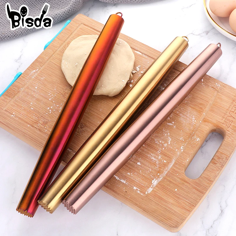 Double Tip Rolling Pin Kitchen Utensils Cookies Roller Gold Noodle Biscuit Fondant Dough Roller Pasta Dumpling Skin Rolling Pin