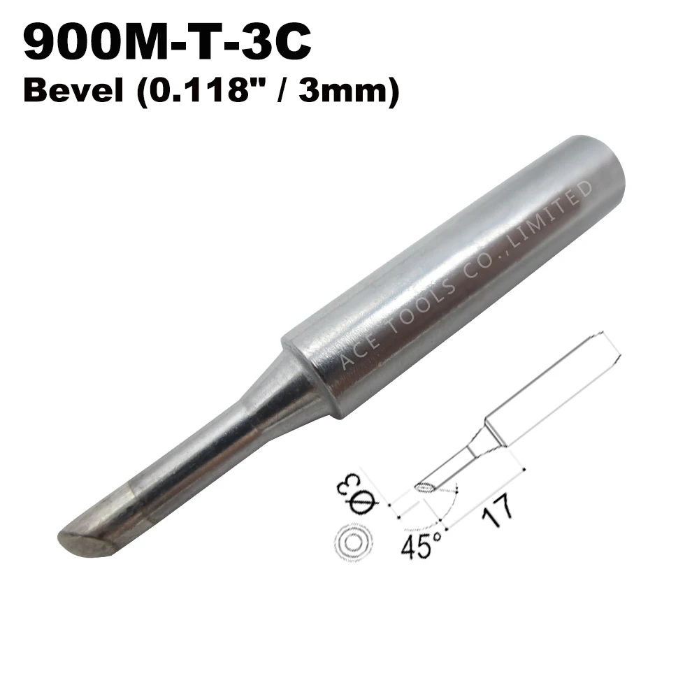 

Soldering Tip 900M-T-3C Bevel 3mm for Hakko 936 907 Milwaukee M12SI-0 Radio Shack 64-053 Yihua 936 X-Tronics 3020 Iron Bit