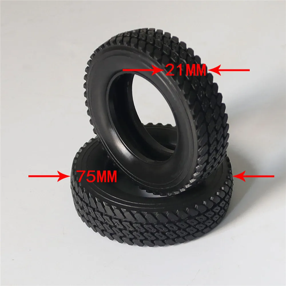 1 Pair 75mm Rubber Tires for 1/14 TAMIYA RC Tractor Truck Replacement Simulation Model Car Tyre Tires Upgrade Parts