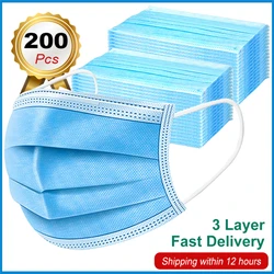 3 Layers Disposable Mouth Mask 10/30/50/100/200 PCS Face Mask Dustproof Mascarillas FPP2 Earlook Adult Protective Masks Filter