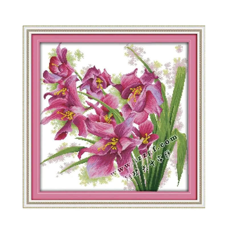 Orchidea (9) kit punto croce fiore set ricamo fai da te cucito a mano punto croce DMC colore Dreamfounder