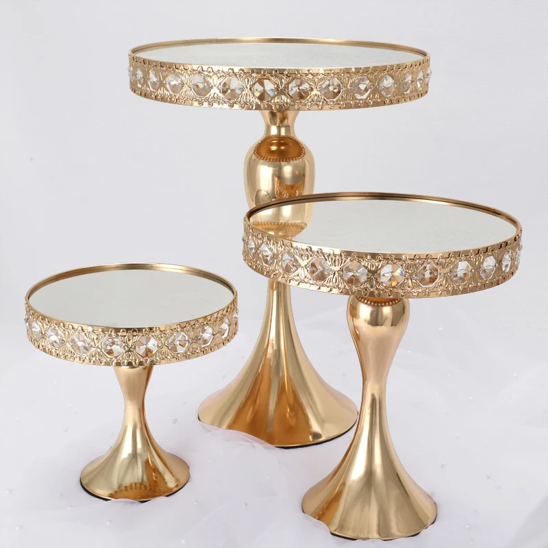 1pcs Gold/silver Color  mirror cake Tray  Cupcake Pan cake display table decorationr Crystal cake stand