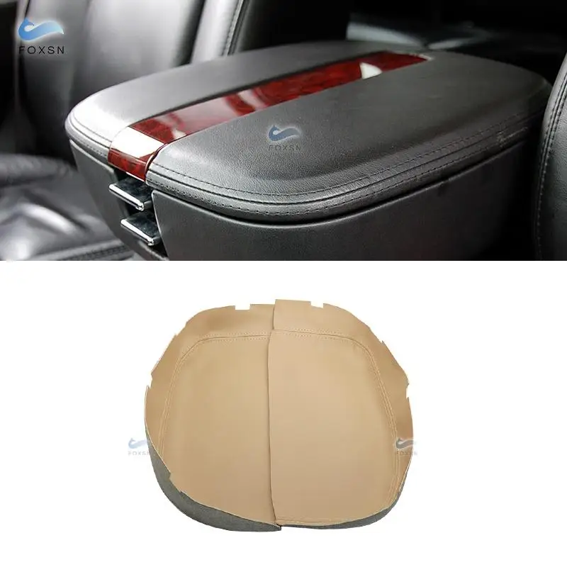 For Cadillac Escalade 2007 2008 2009 2010 2011 Car Microfiber Leather Center Control Lid Armrest Box Cover Sticker Trim Beige