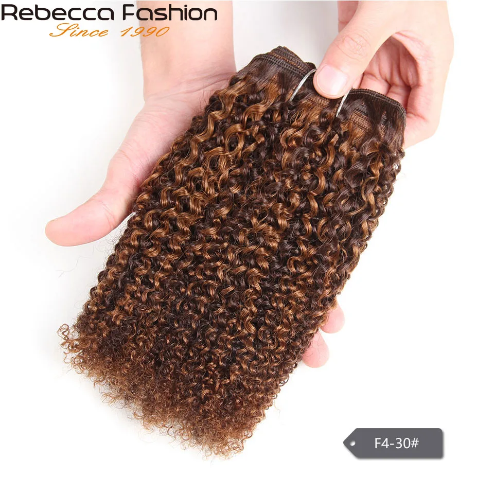 Rebecca Remy-mechones de cabello humano ondulado Afro brasileño, extensiones de cabello precoloreadas, Rubio mezclado, 100g