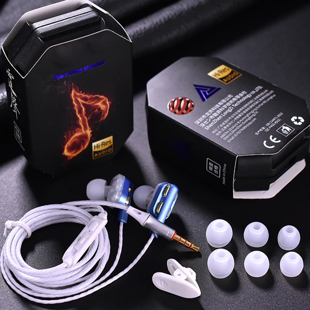 Origqkz CK3 Earphone Berkabel Stereo Bass Drive Ganda Headset Olahraga In-Ear dengan Mikrofon Headset Gaming Earbud Mini Fon De Ouvido QKZ