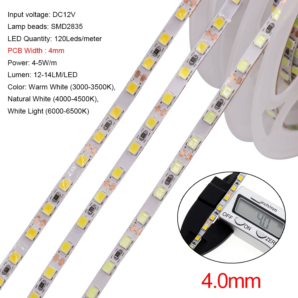 5M LED Strip Light 3mm Narrow Width 12V 2025 168Leds/m Diode Tape 4mm 2835 120Leds/m Flexible Rope Light Luces Led Backlight