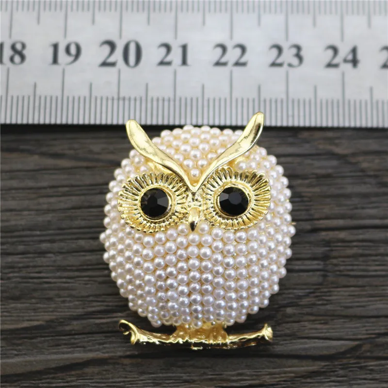 Broches en forme de hibou pour femmes, perles complètes, accessoires de fête, bijoux de décoration de mariage