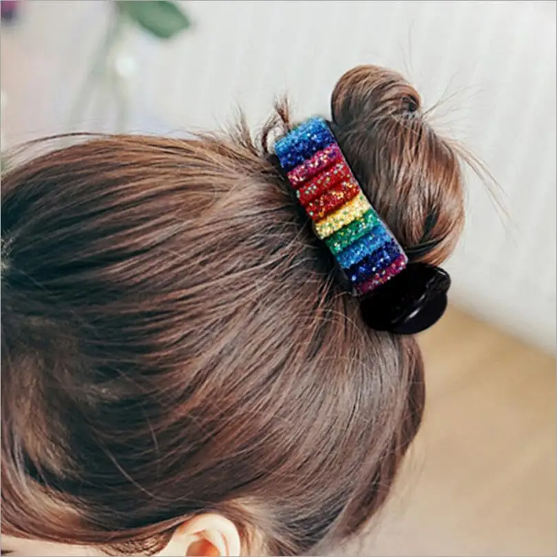 

New Korean Meatball Hair Accessories Women Hair Claws Headwear Rhinestone Sequined Color Hairpin Floral Twist Clip T1459