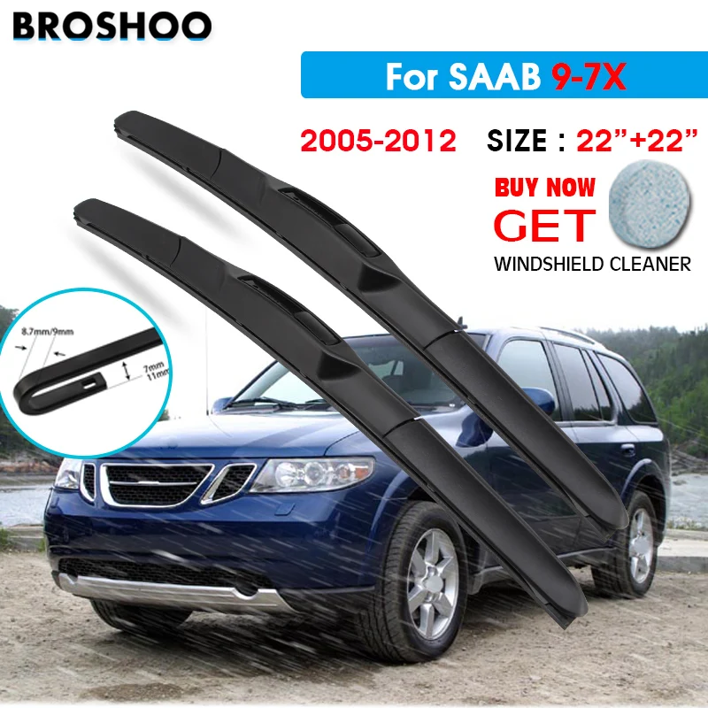 

Car Wiper Blade For SAAB 9-7X 22"+22" 2005-2012 Atuo Windscreen Windshield Wipers Blades Window Wash Fit Hook Arms