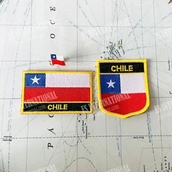 CHILE National Flag Embroidery Patches Badge Shield Square And Shape Pin One Set On The Cloth Armband Backpack Decoration