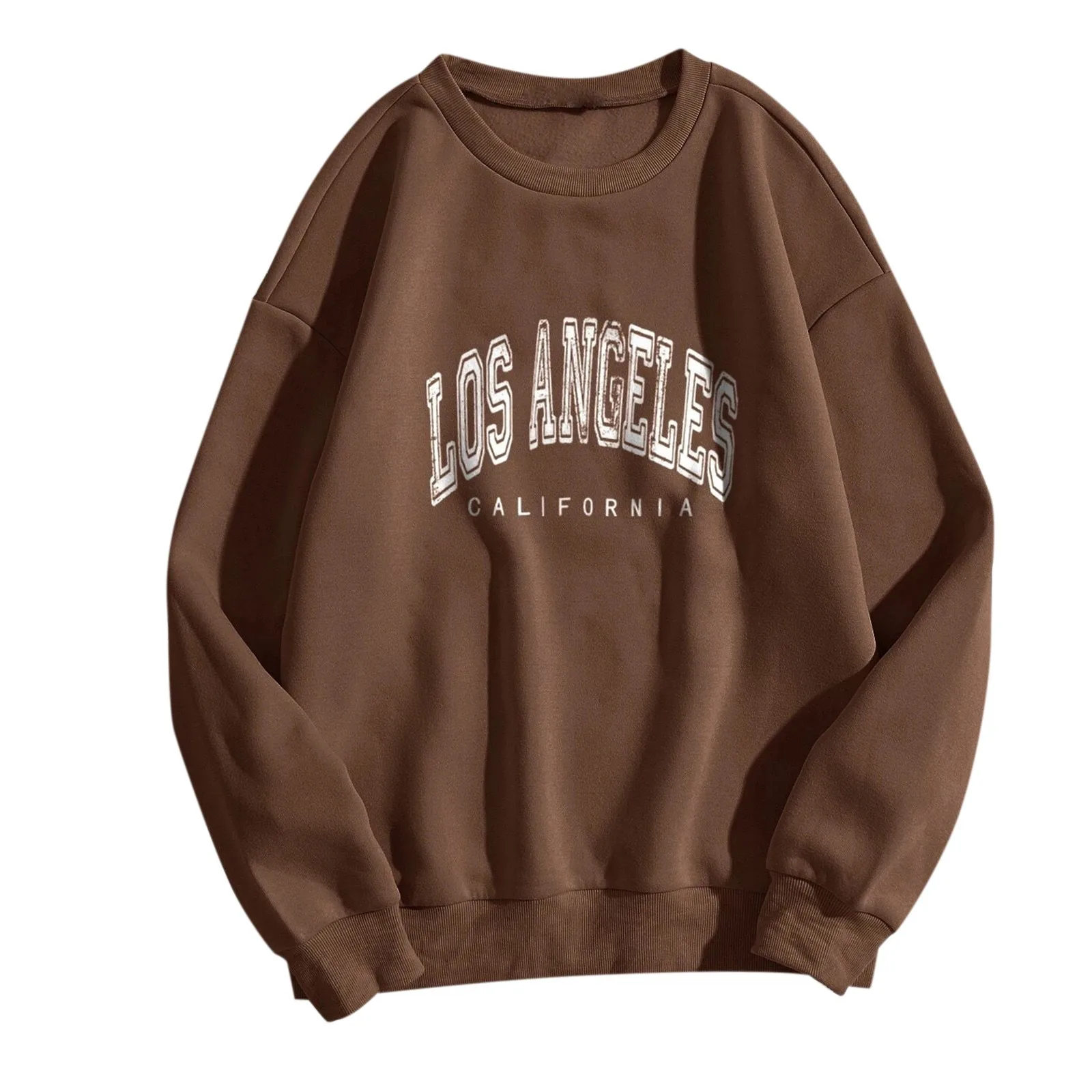 Los Angeles Print Hoodie Women Letter Print Sweatshirt Harajuku Brown Long Sleeve Top Korean Fashion Oversized Hoodies Pullover