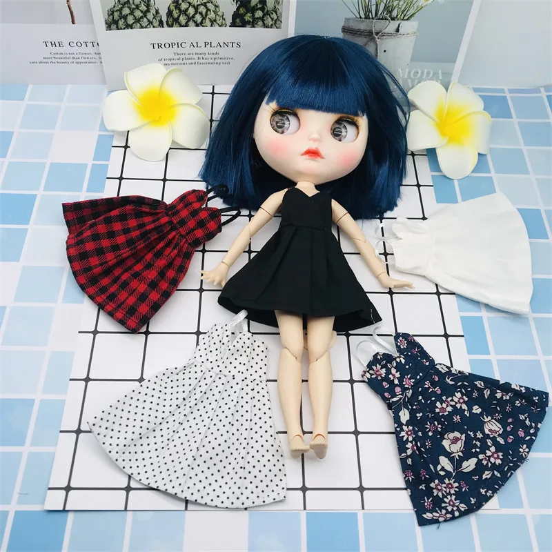 Nowy 1 sztuk chusta Polka Dot Pure Color Sexy sukienka Sling 30cm lalki Blyth ubrania dla Barbie blythe Azone BJD 1/6 sukienka dla lalek do